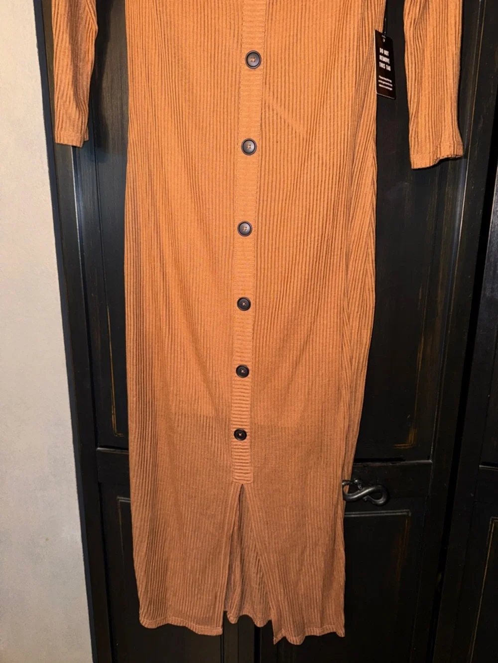 Express Ribbed Button-Front Maxi Dress - Picture 3 of 8